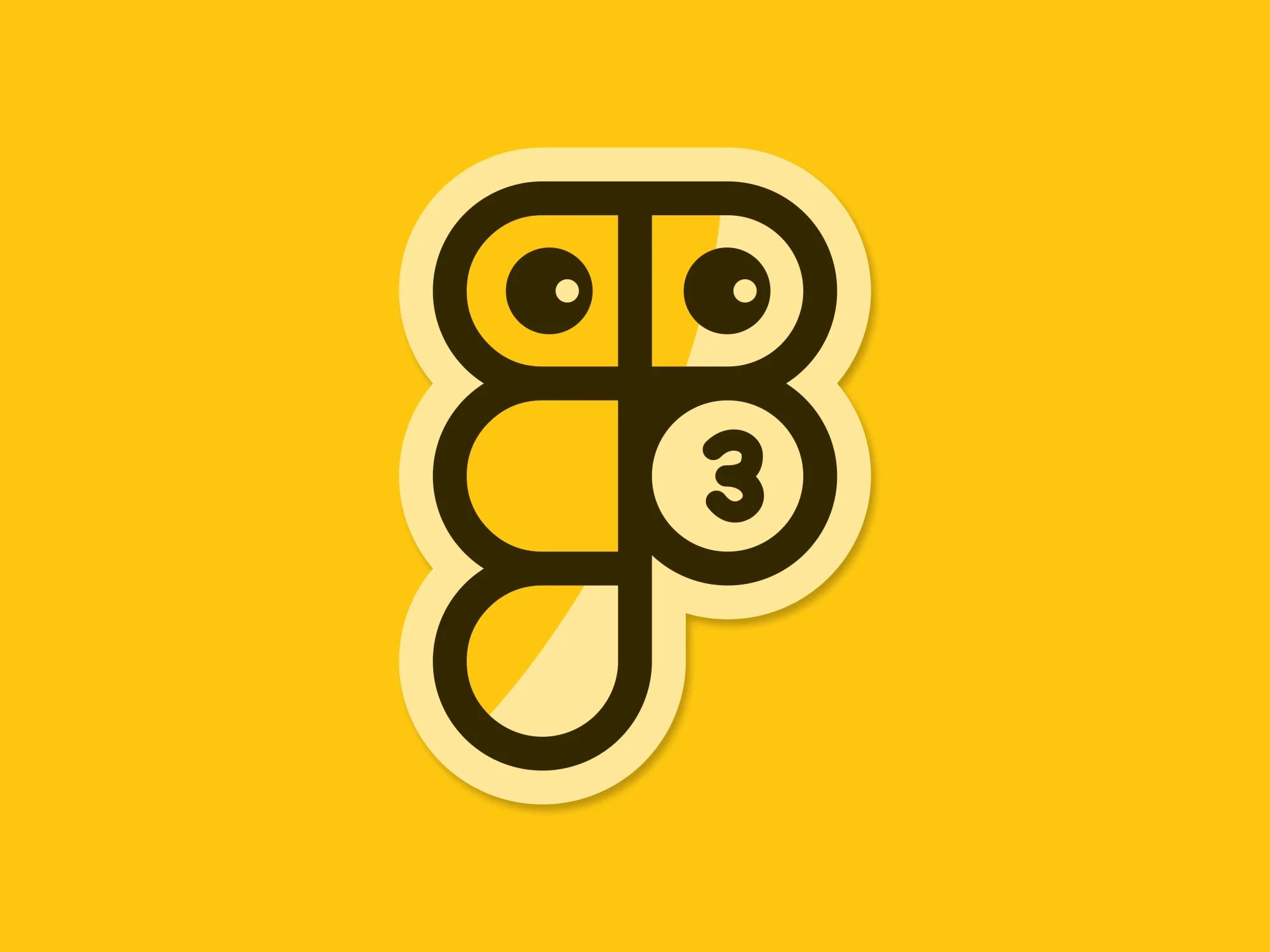 Playful Figma logo with cartoon eyes on a yellow background