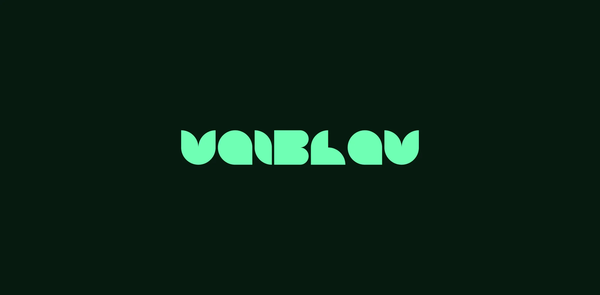 Rounded green wordmark on a dark green background