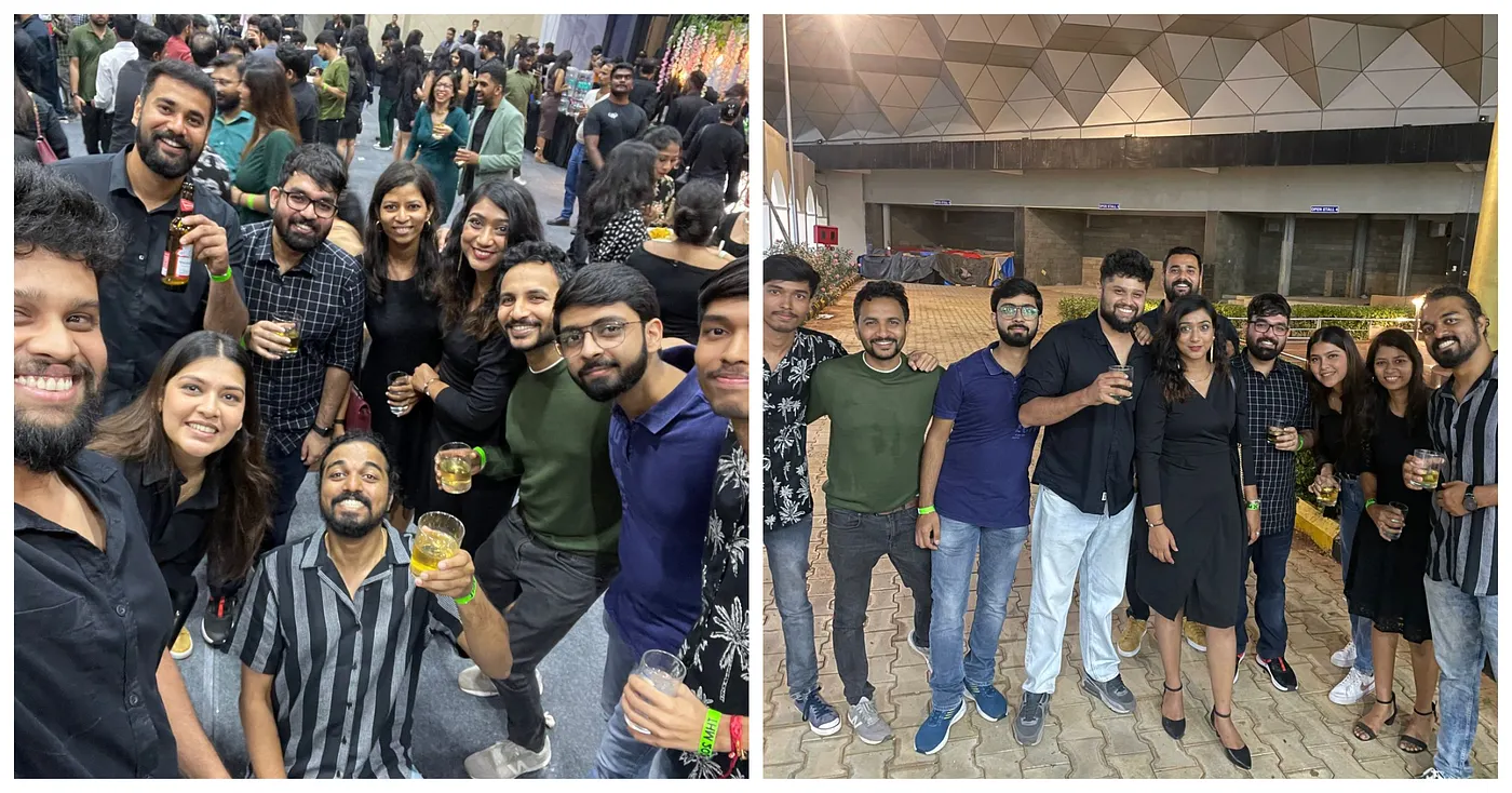 Vaibhav with his redBus teammates at the GoMMT annual party