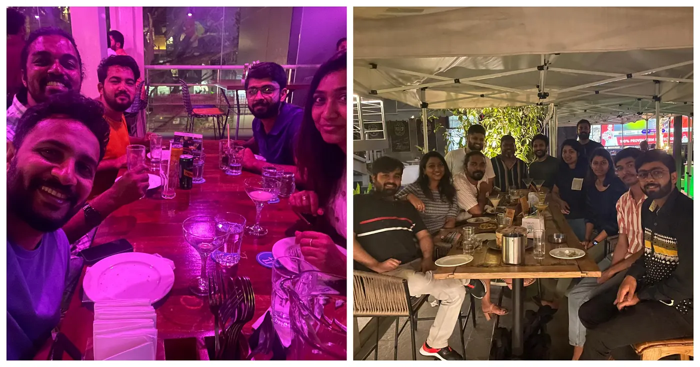Vaibhav with his redBus teammates at dinner outings